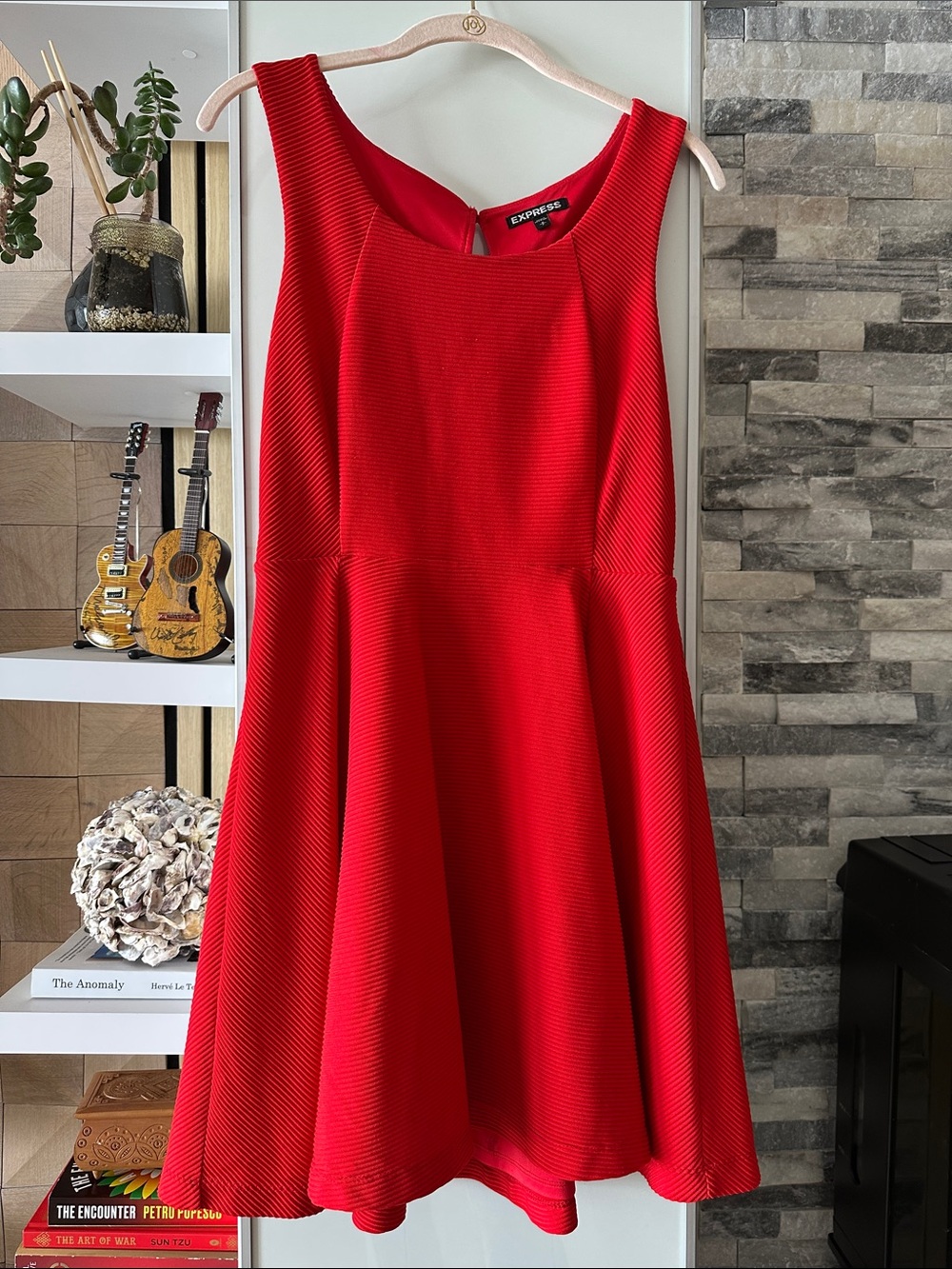 Express Red Sleeveless Fit & Flare Mini Dress
